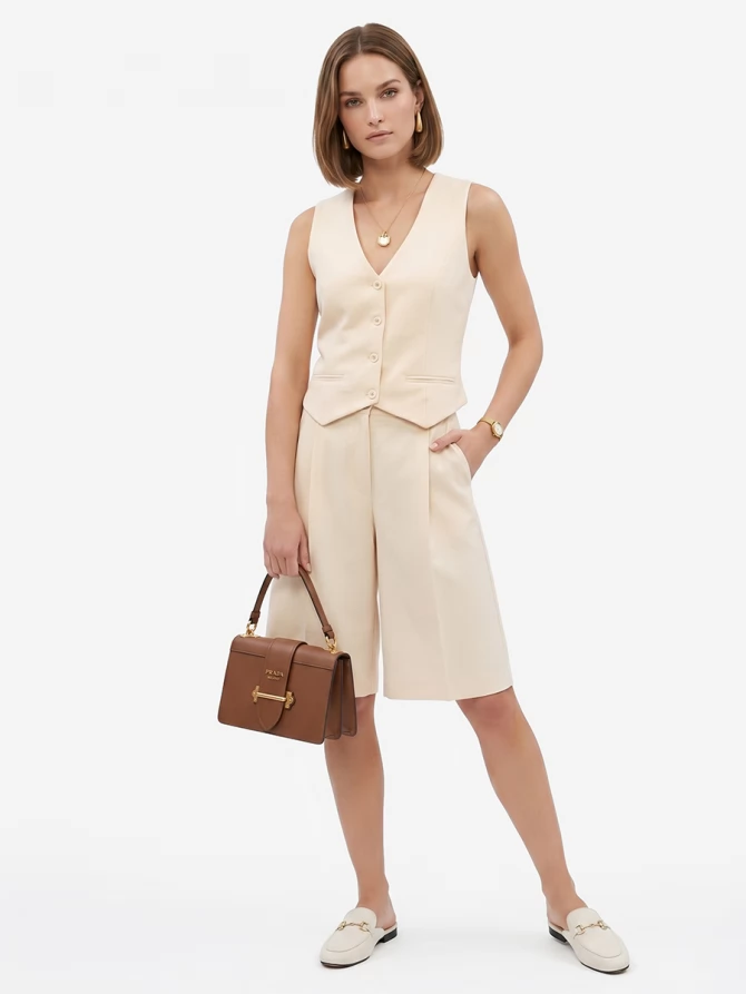 Жилет из костюмной ткани OD-920-4 молочный