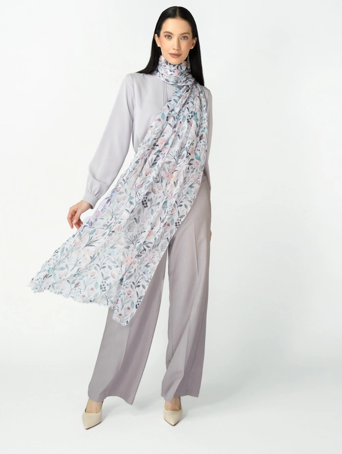 Палантин женский с воздушным цветочным принтом