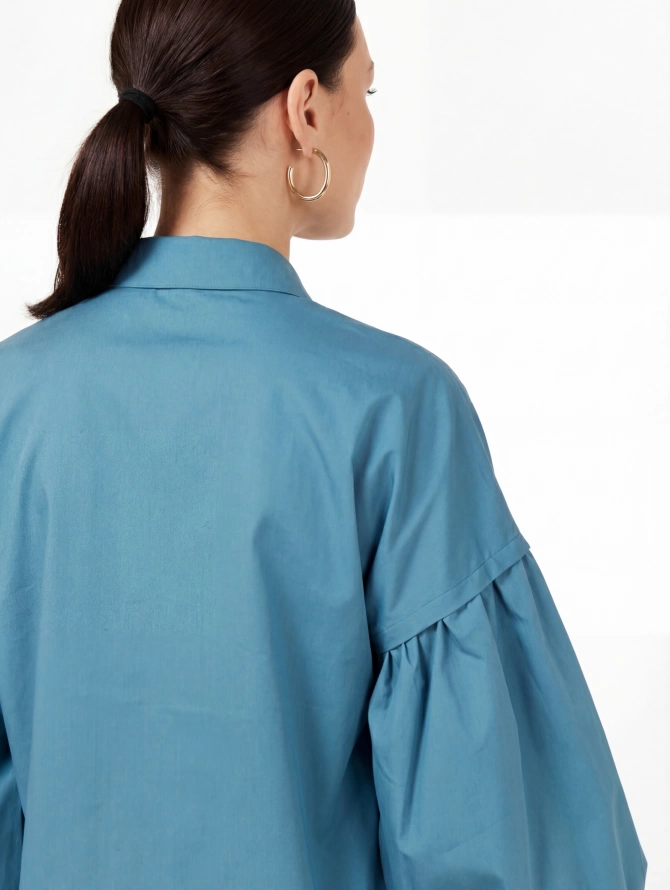 Рубашка с пышным рукавом OD-879-1 голубой