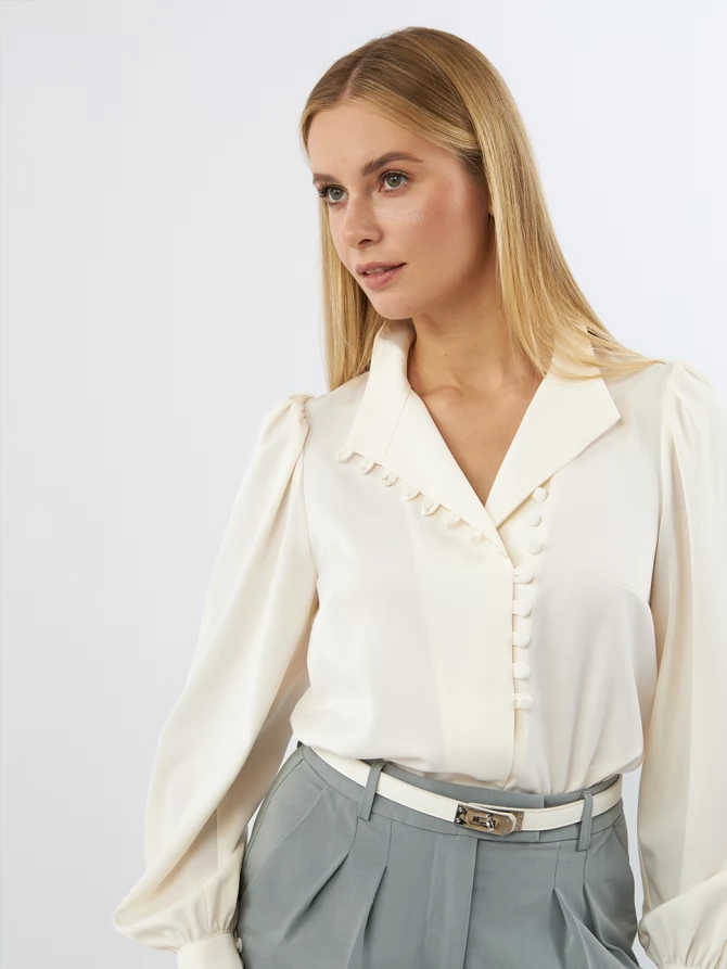 Блуза-косоворотка много пуговиц OD-550-16 сливочный