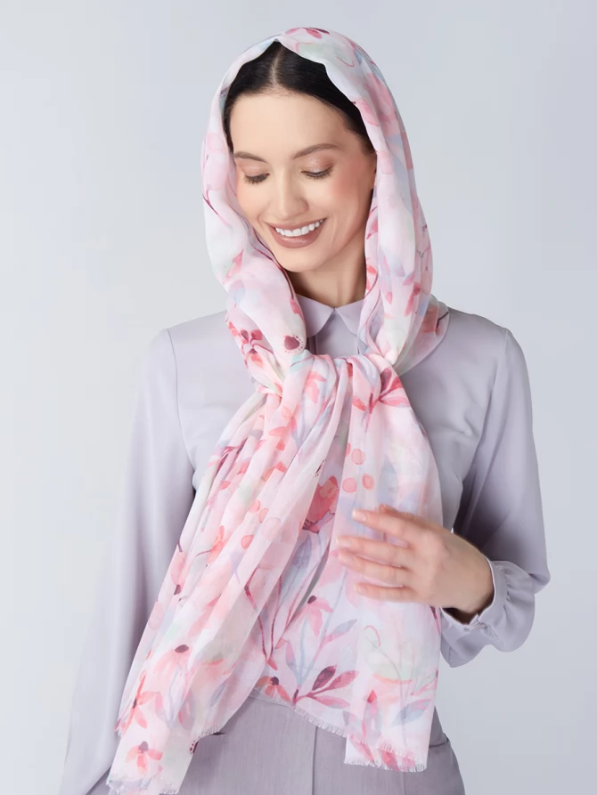 Палантин женский с цветочным принтом KSH16-121-4