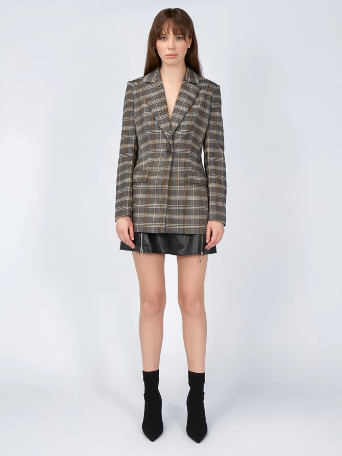 Жакет приталенный костюмка OD-821-2 серо-коричневый