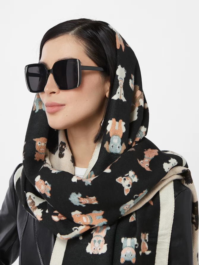 Палантин двусторонний с принтом 'Щенки'