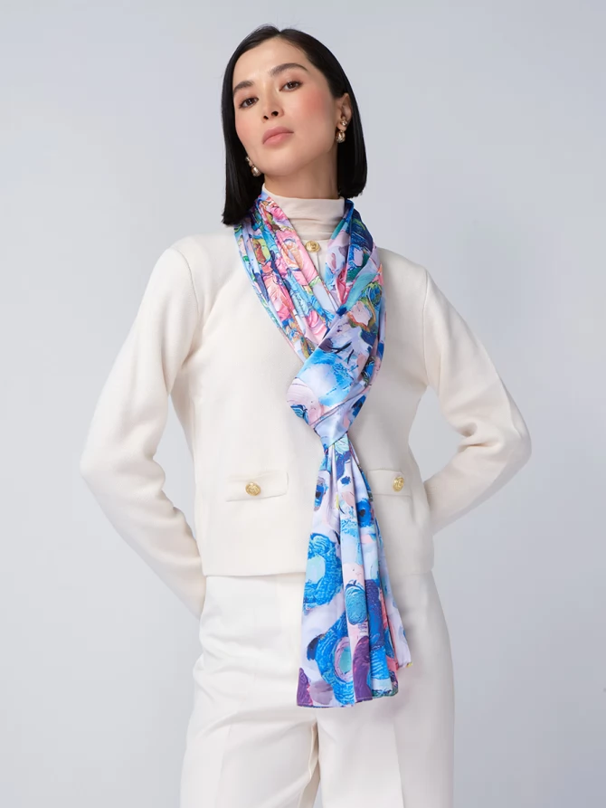 Палантин женский с авторским цветочным принтом KSH16-14510-2