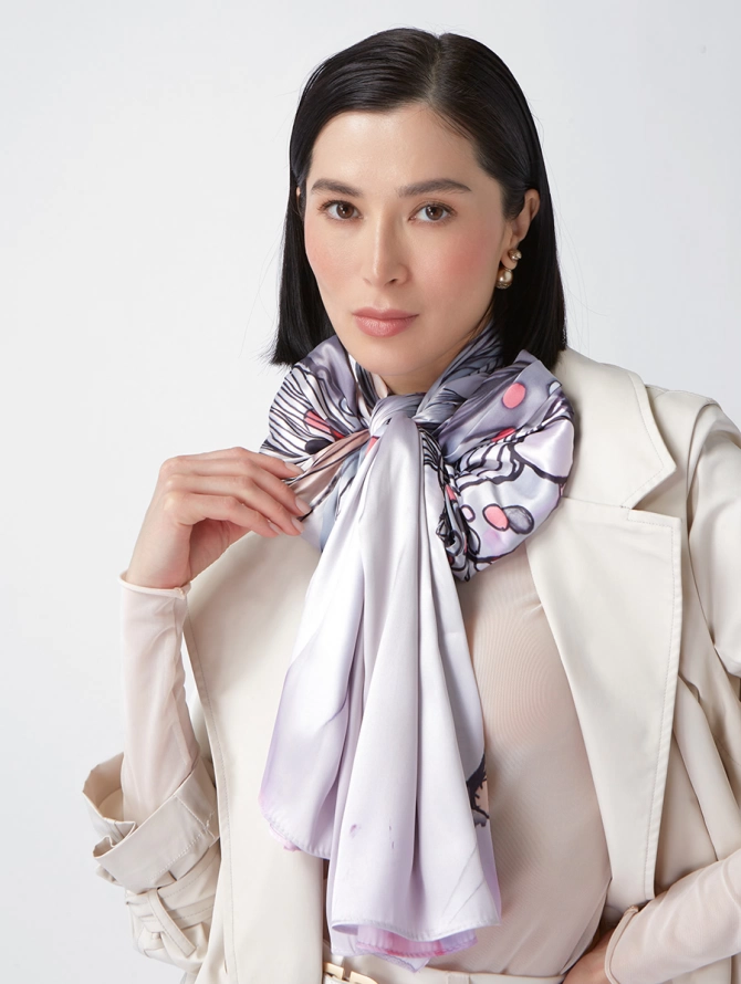 Палантин женский с акварельным принтом