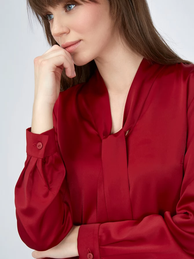 Блузка с завязками OD-812-3 бордовая