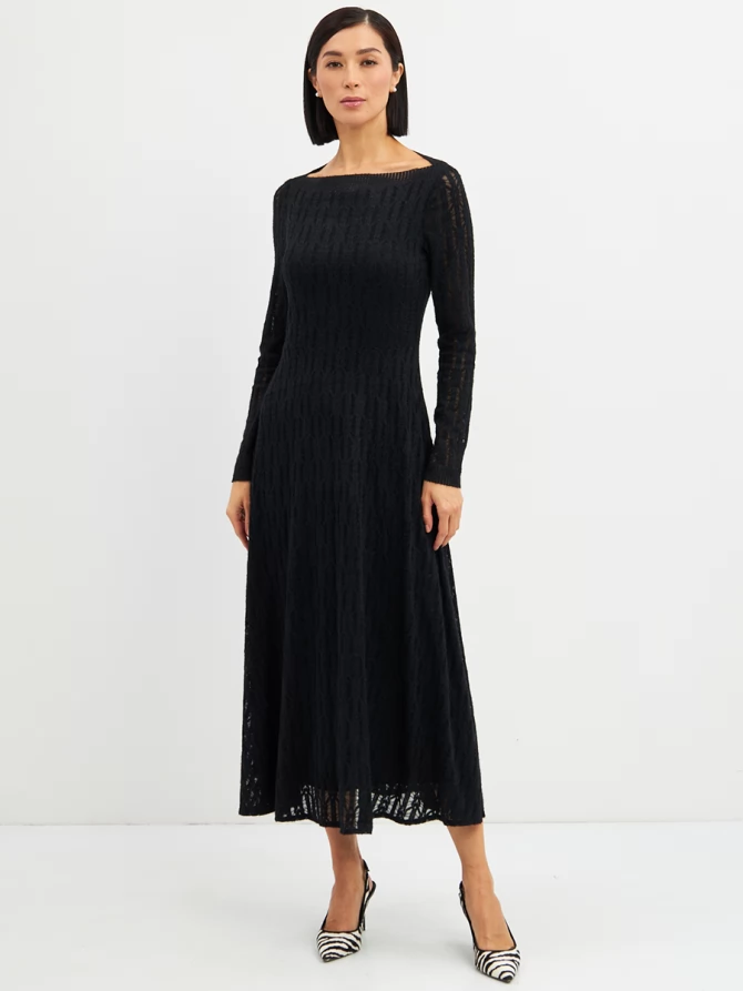 Платье из трикотажного кружева OD-904-2 черное