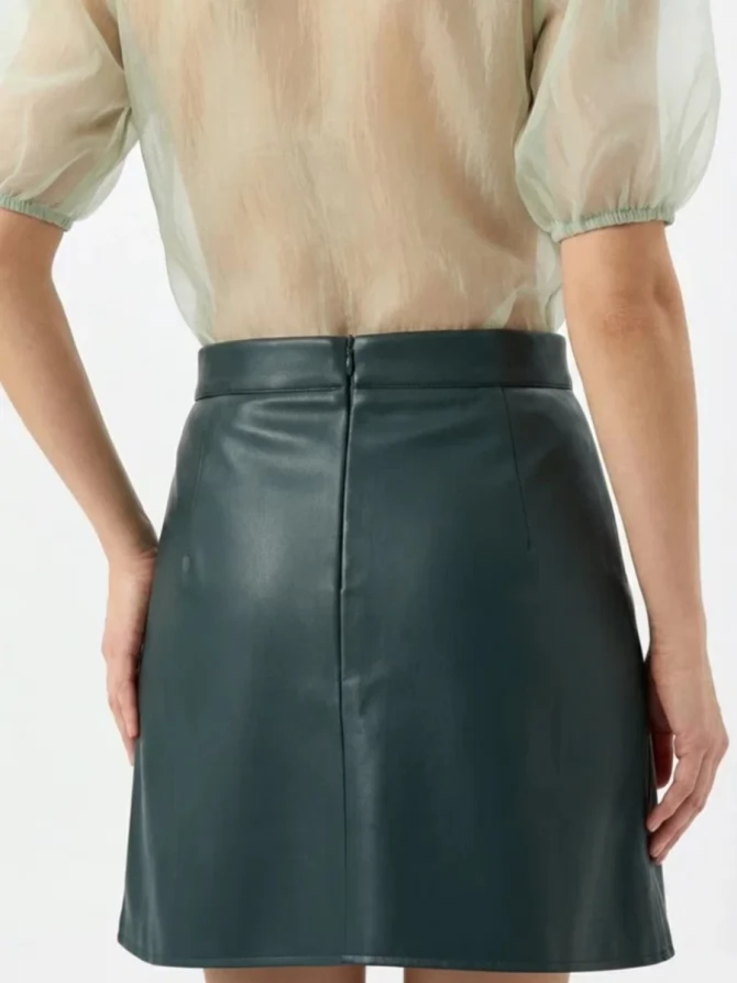 Юбка короткая из эко-кожи с молниями OD-1004-2 зеленый