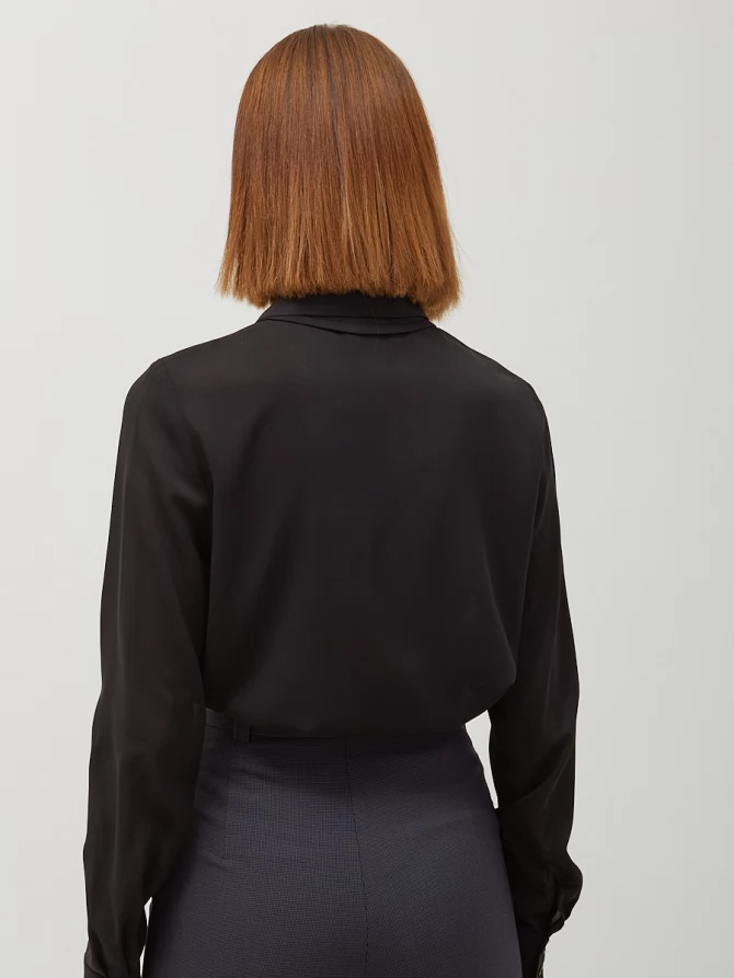Блузка из шифона с двойным воротником OD-805-1 черный