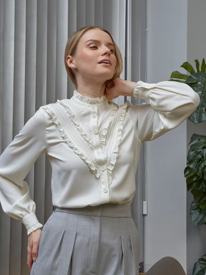 Блузка с рюшами OD-884-4 белый