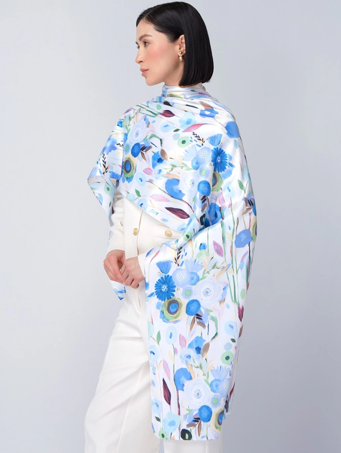 Палантин женский с цветочным принтом KSH16-1455-1