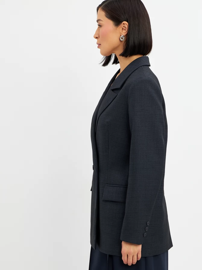 Жакет жакет из костюмной ткани OD-978-1 серо- синий