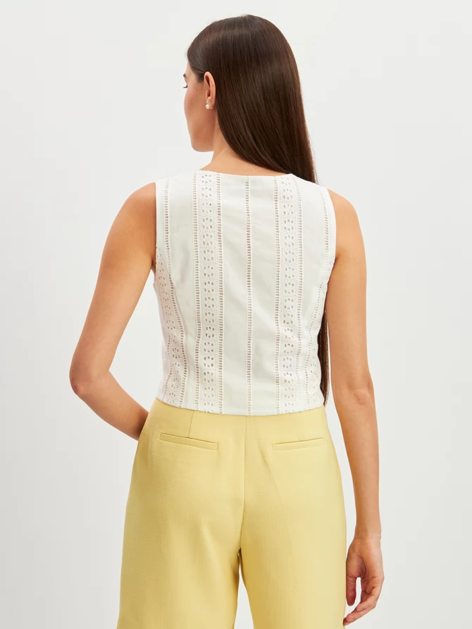 Жилет из хлопкового шитья белый OD-995-1