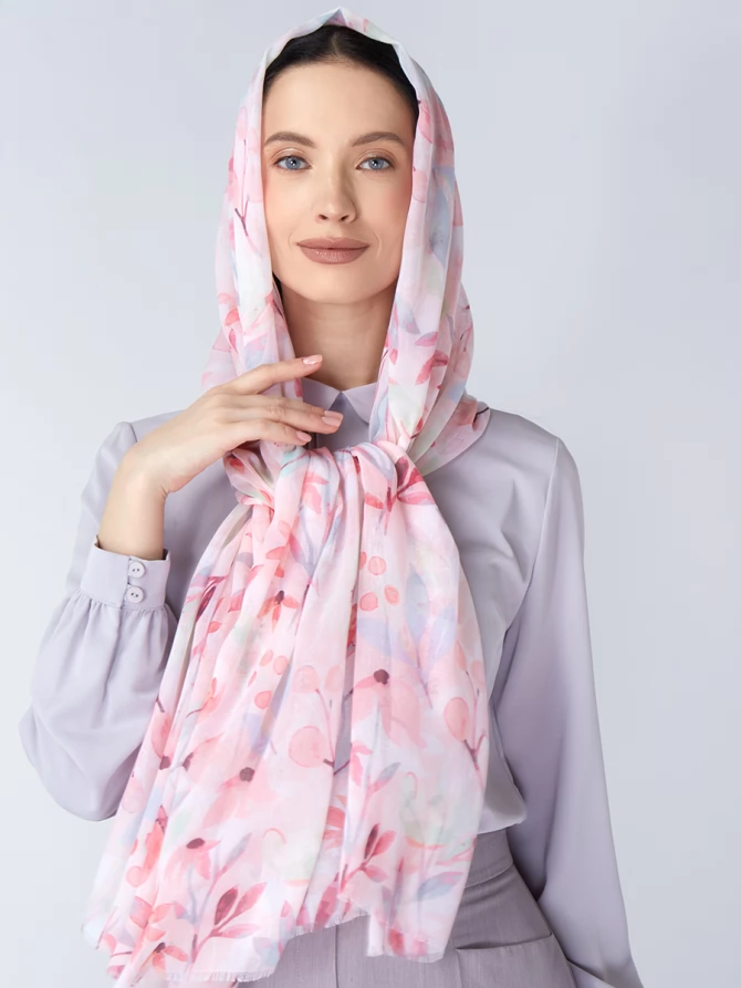 Палантин женский с цветочным принтом KSH16-121-4