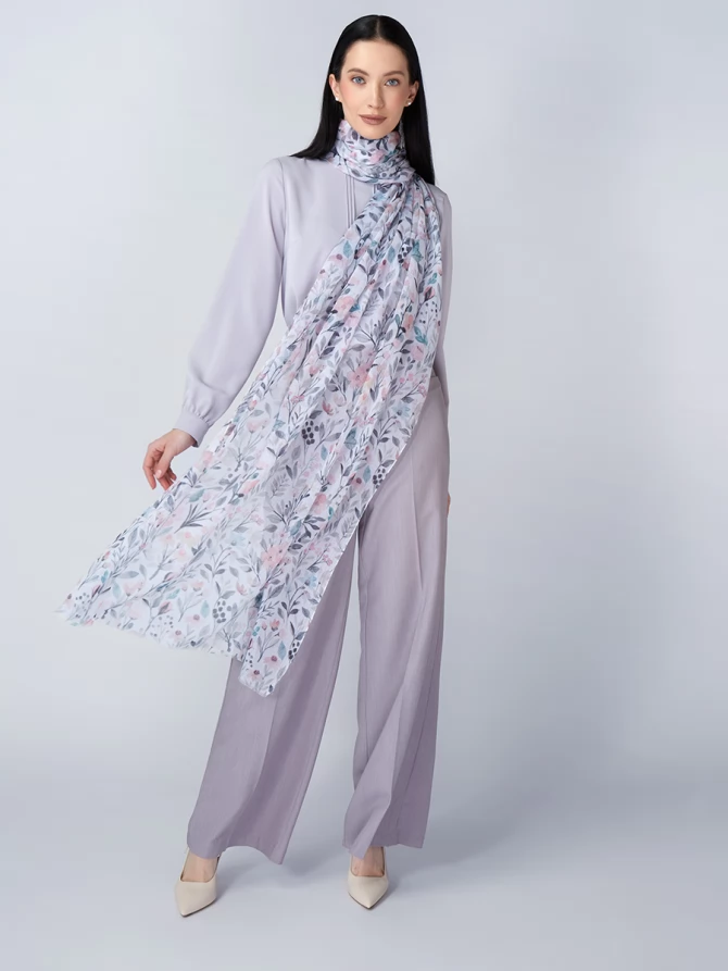 Палантин женский с воздушным цветочным принтом