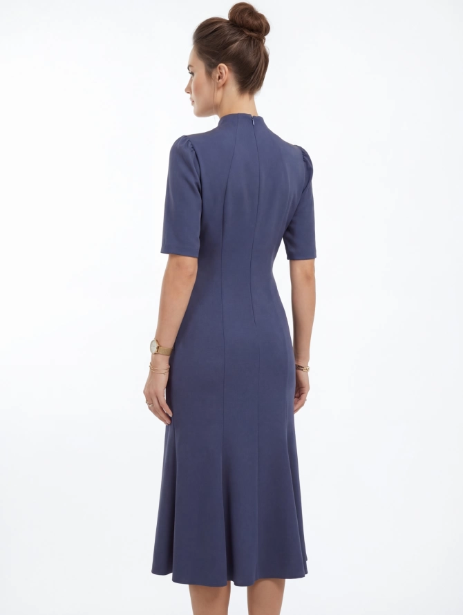 Платье воротник-капля OD-761-4 синий джинс