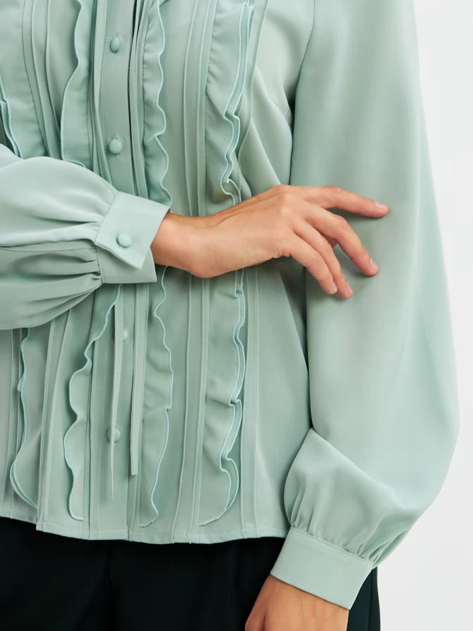 Блузка с рюшами OD-976-3 зеленый
