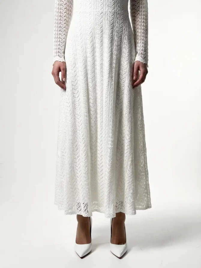 Платье из трикотажного кружева OD-904-4 белое