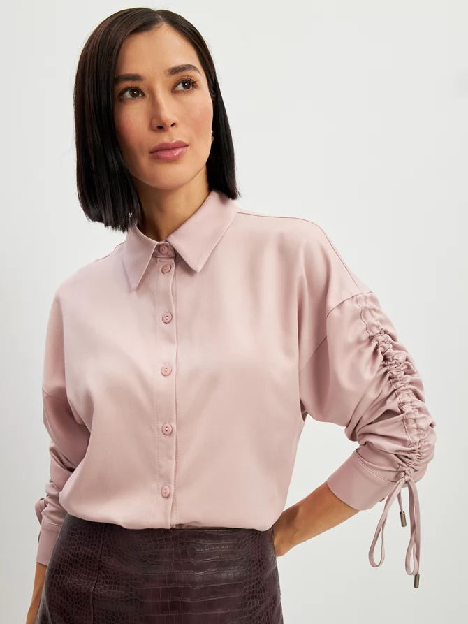 Блузка тонкая джинса OD-858-1 пудра