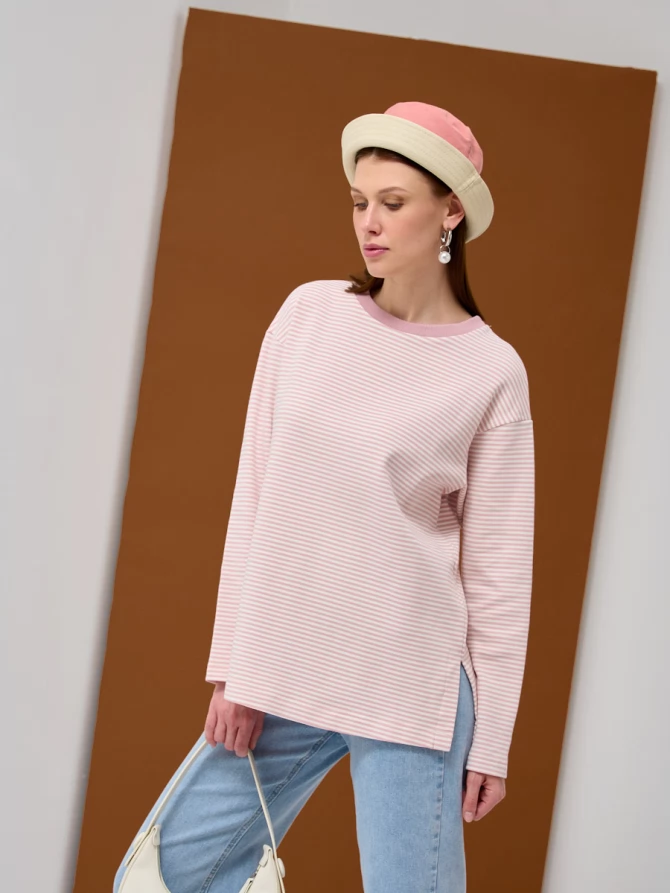 Лонгслив с принтом полоска