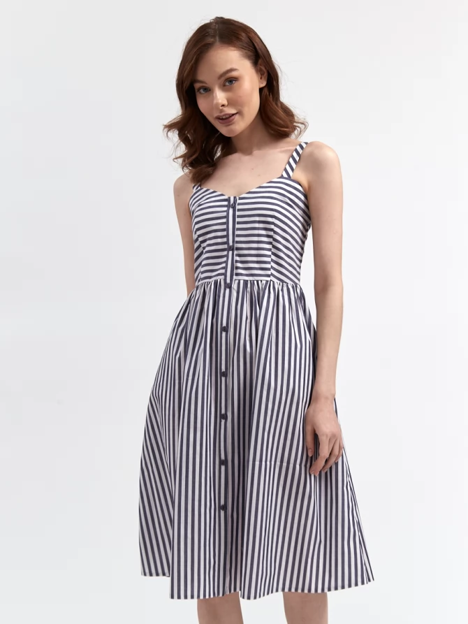 Платье-сарафан из хлопка в полоску