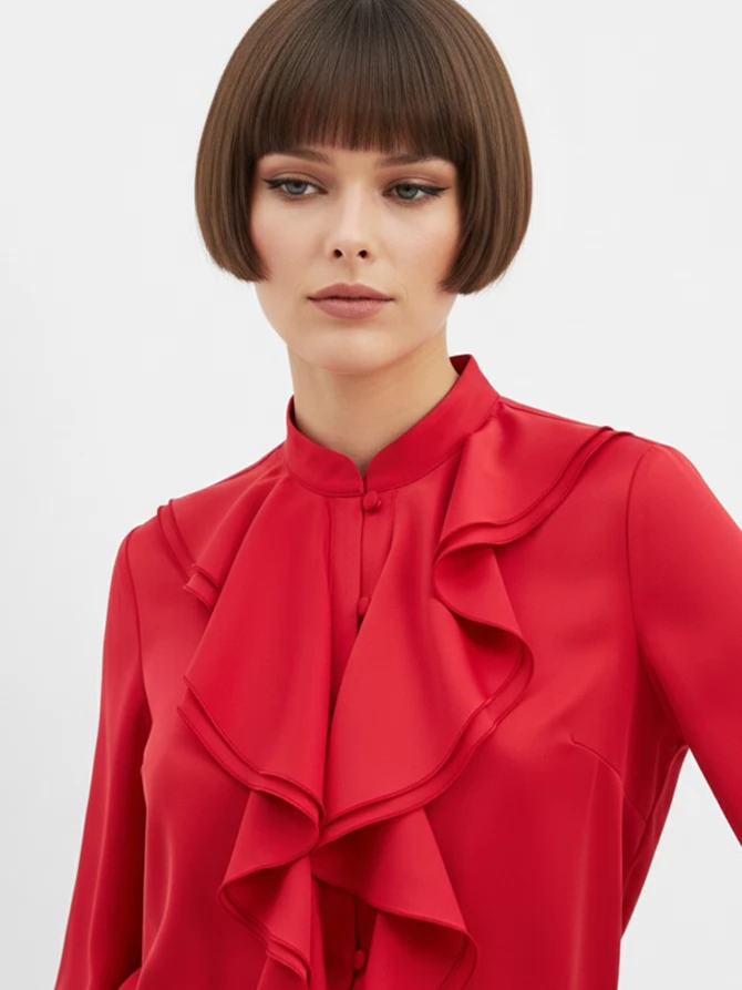 Блузка с отлетными рюшами OD-914-4 красный