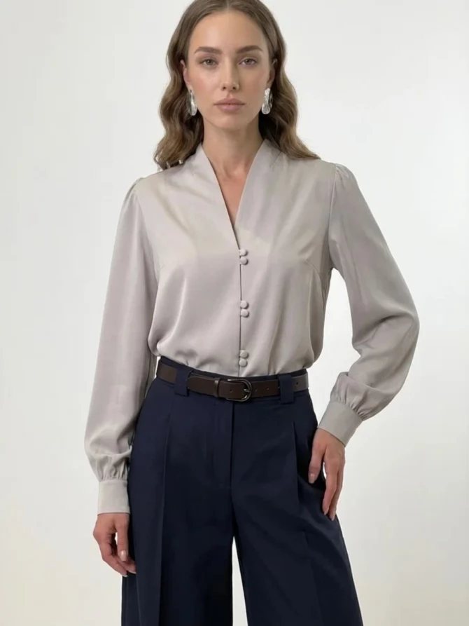 Блузка OD-735-15 серо-коричневый