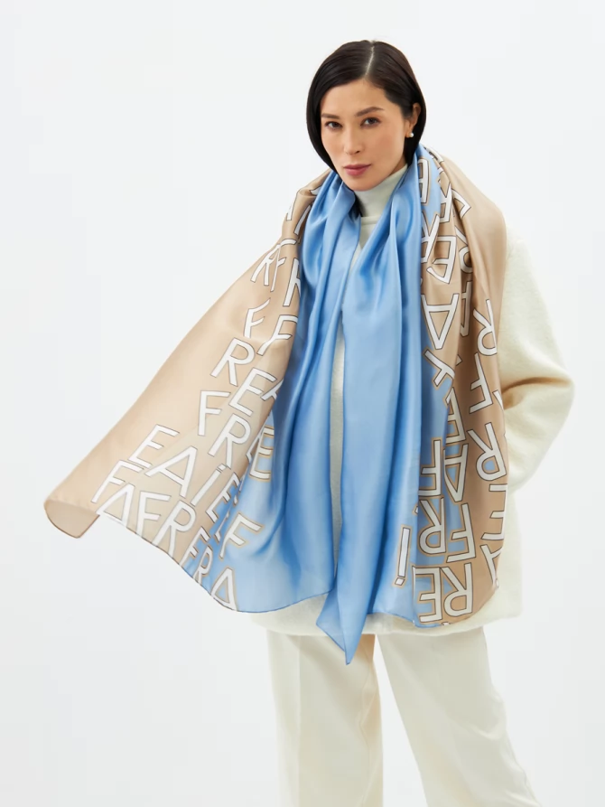 Палантин женский двусторонний с арт-принтом D2-1352-4