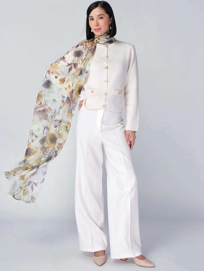 Палантин женский с флоральным принтом KSH16-127-4