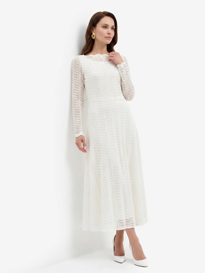 Платье из трикотажного кружева белое OD-904-4