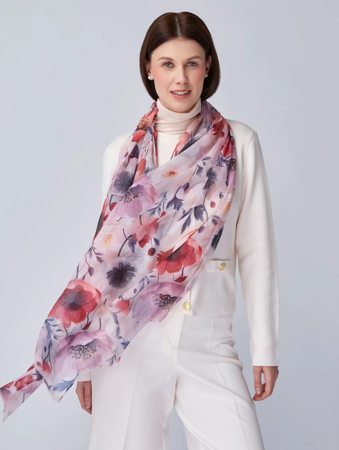 Палантин женский с цветочным принтом