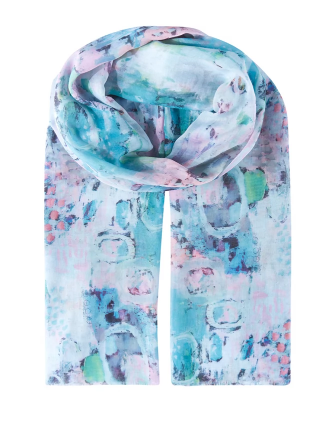 Палантин женский с абстрактным акварельным принтом KSH16-129-3