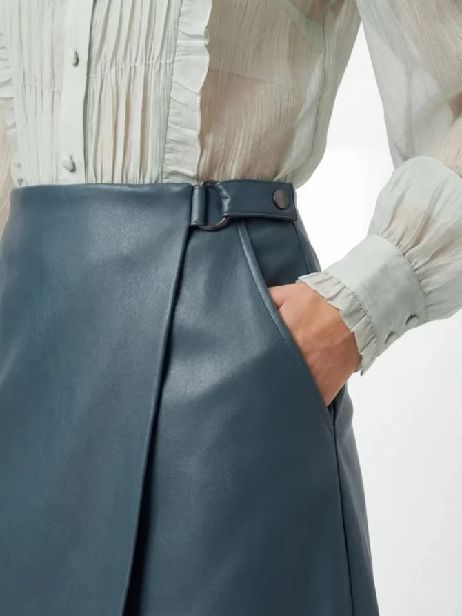 Юбка на запах из эко-кожи OD-1003-2 зеленый