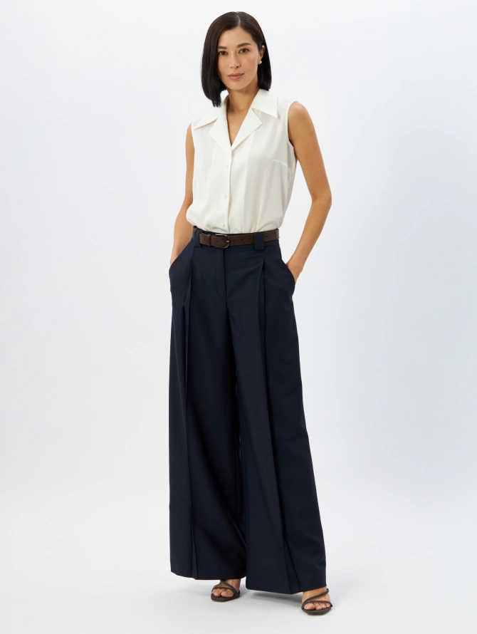 Брюки со складкой  OD-940-2 темно-синий