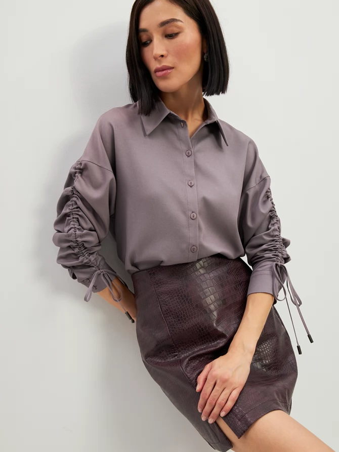 Блузка тонкая джинса OD-858-2 пыльно-лиловый