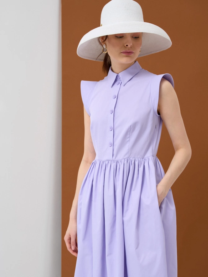 Платье хлопок OD-796-3 сиреневое
