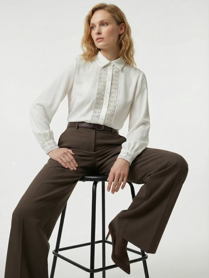 Блузка с кружевом OD-808-5 белый