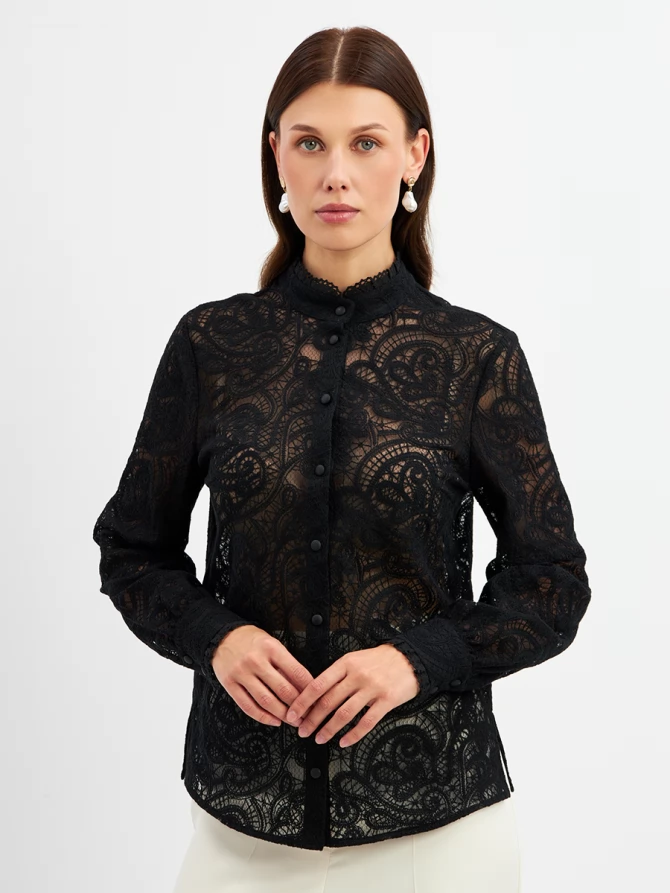 Блузка из кружевной ткани OD-977-2 черный