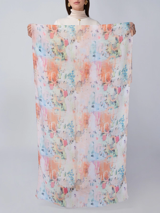 Палантин женский с акварельным принтом