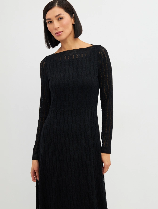 Платье из трикотажного кружева OD-904-2 черное