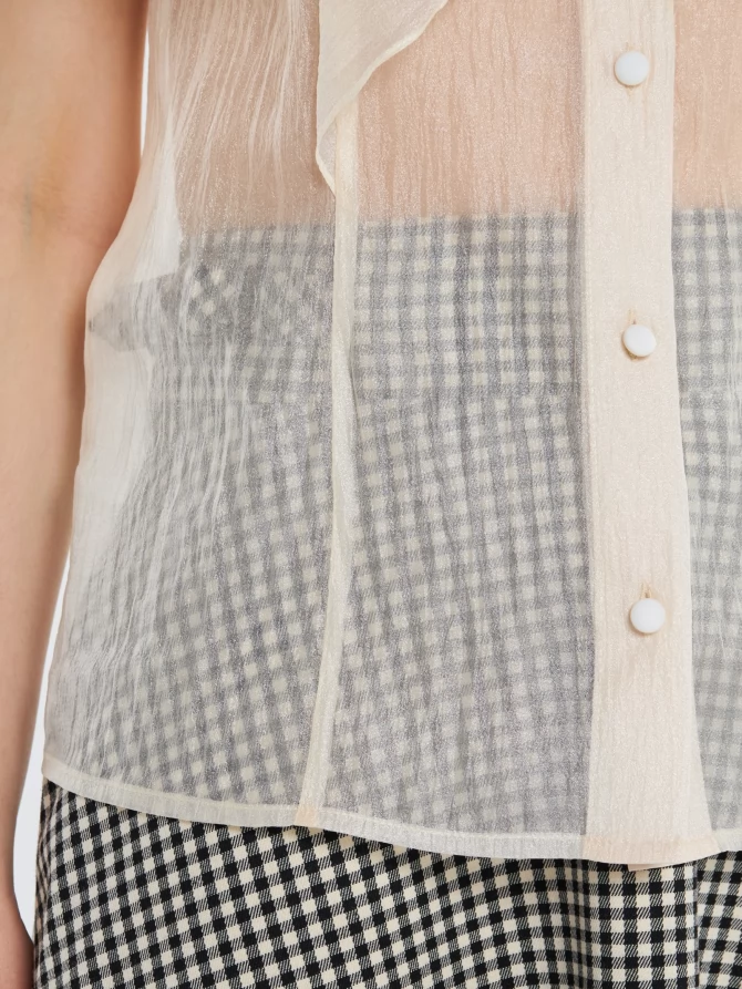 Блузка из органзы с рюшами и бантом OD-929-4 молочный