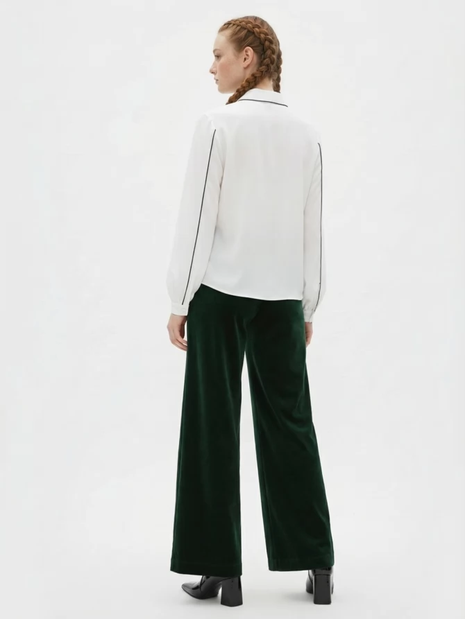 Блузка с контрасной строчкой OD-871-1 белый