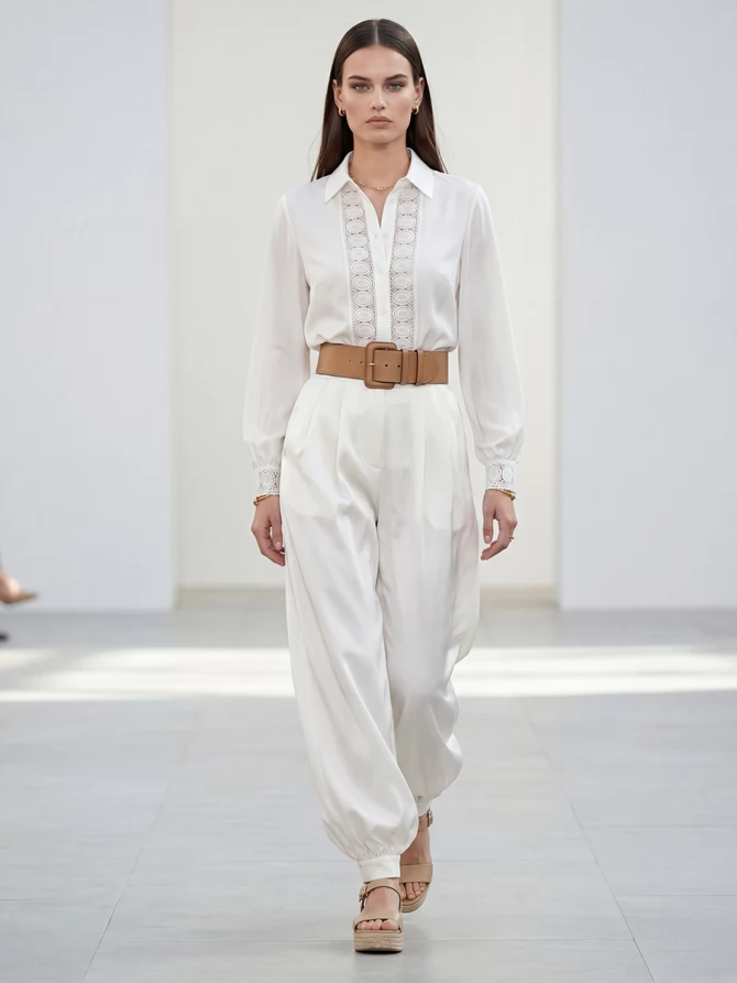 Блузка с кружевом белая