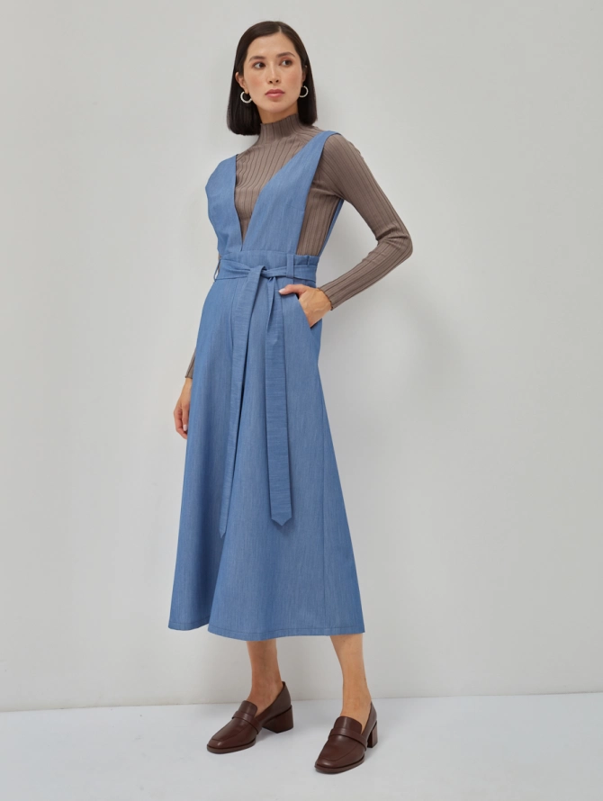 Комбинезон с брюками-кюлотами голубой джинс