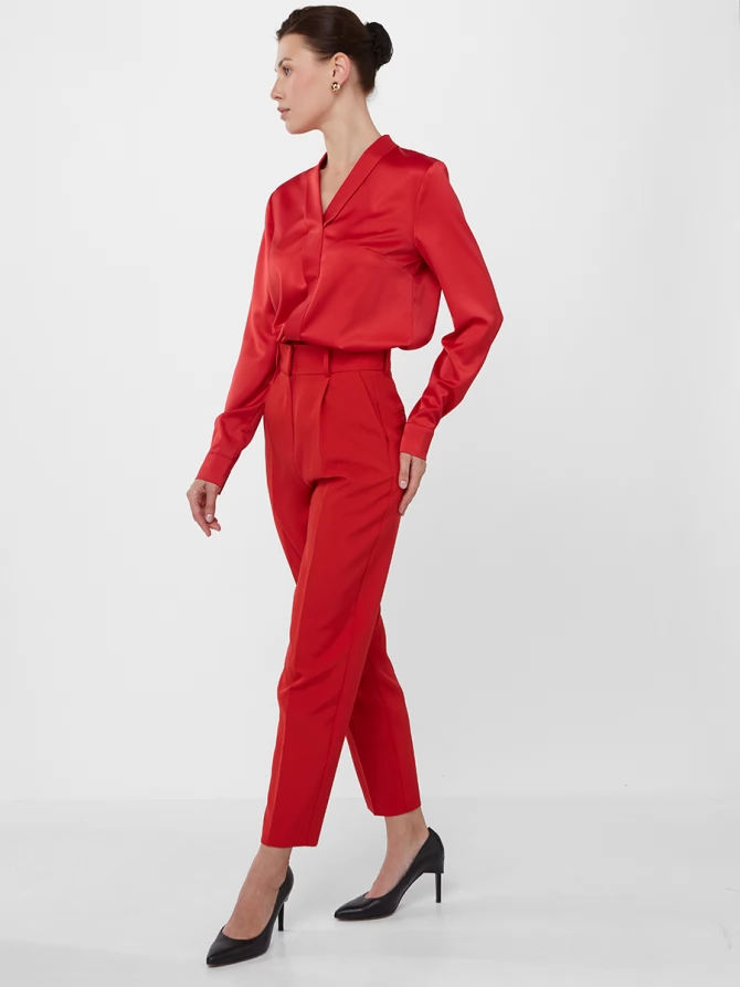 Брюки укороченные бордовые с высокой посадкой OD-877-4