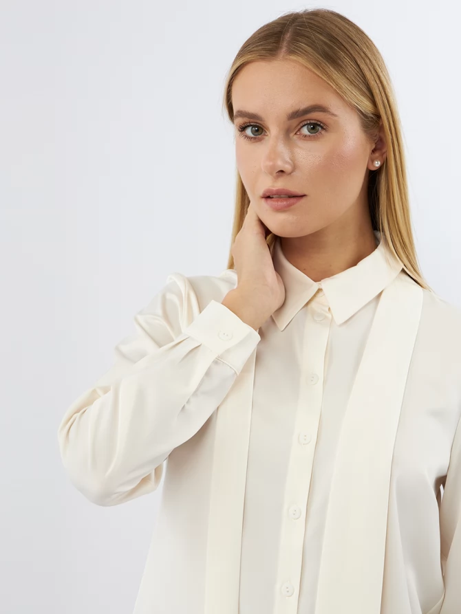 Блузка с галстуком  OD-881-7 сливочный