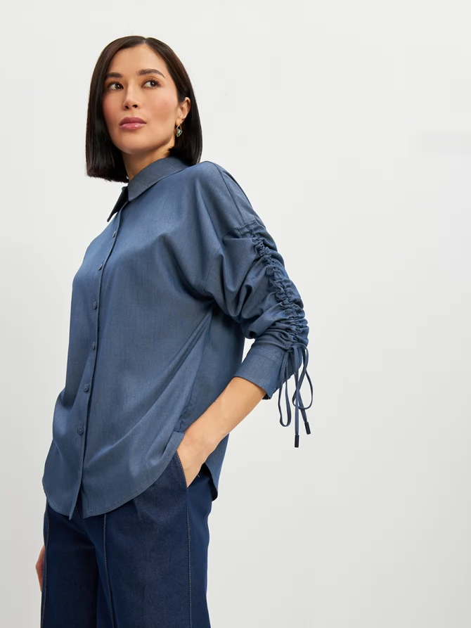 Блузка тонкая джинса OD-858-4 темный джинс