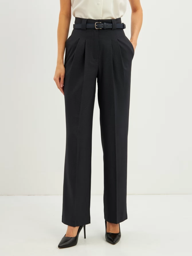 Брюки из костюмной ткани OD-780-1 черно-синий гусиная лапка