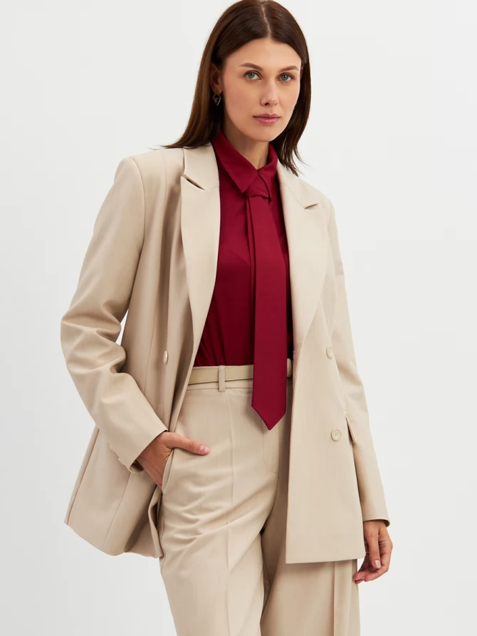 Жакет двубортный на подкладке OD-980-1 бежевый