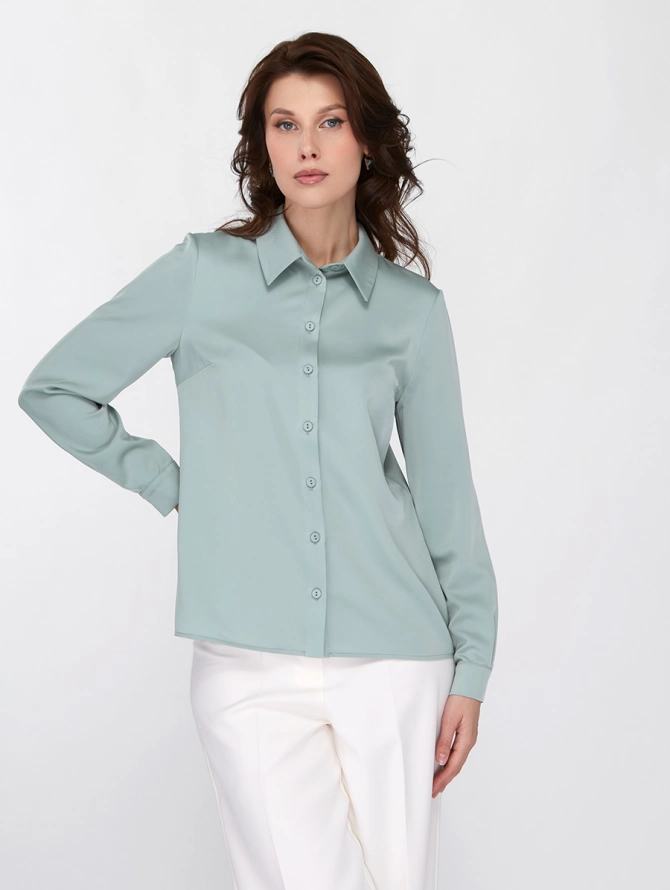 Блузка с галстуком ментоловая